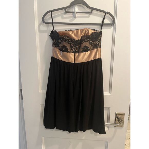 Jessica McClintock for Gunne Sax Size 5 Black and Gold Strapless Dress Vintage - Picture 7 of 7